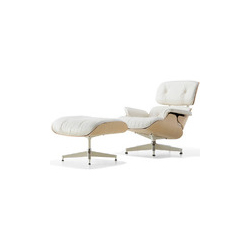 白色伊姆斯休闲躺椅含脚踏 伊姆斯夫妇 Charles & Ray Eames 伊姆斯夫妇